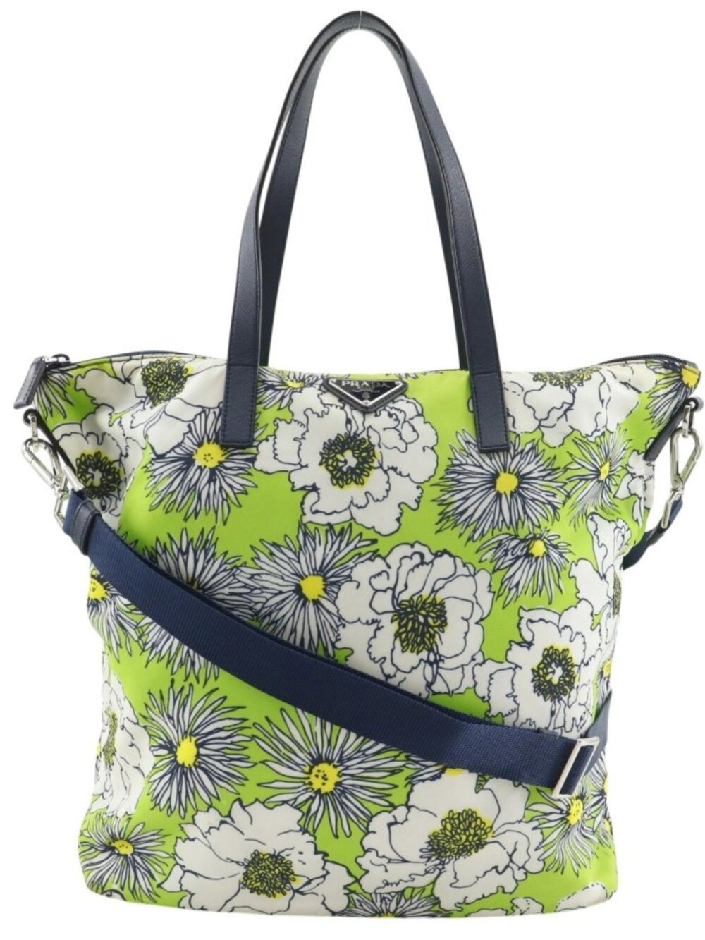 PRADA 2WAYShoulder Tote Bag flour Yellowish green Nylon flour Women